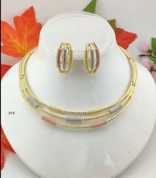 2pcs 3tone Jewelry Set