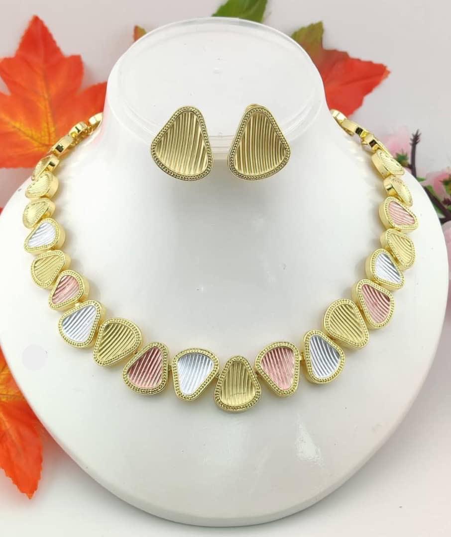 2pcs 3tone Jewelry Set