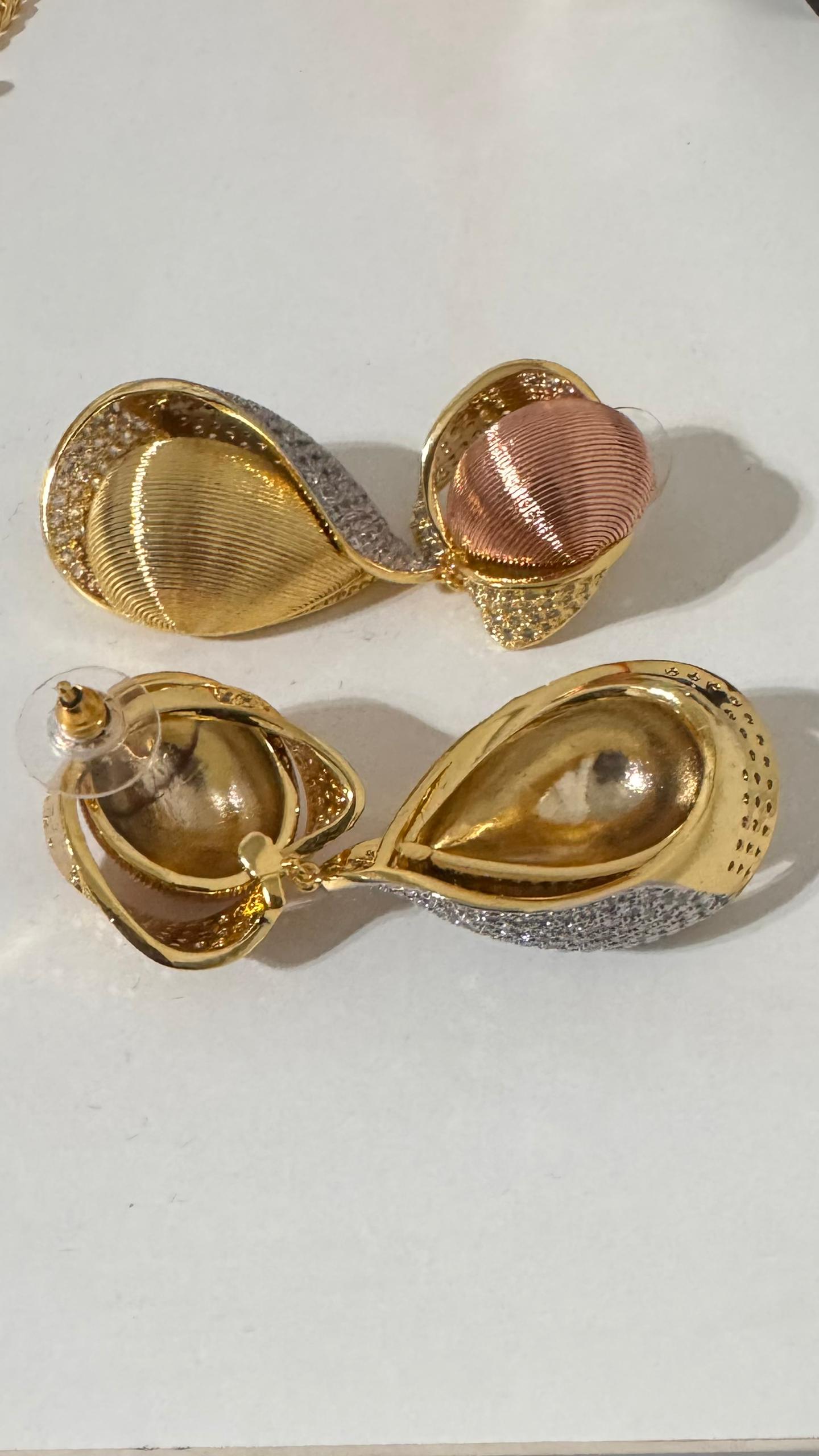 3tone Italian Design Zirconia Earrings