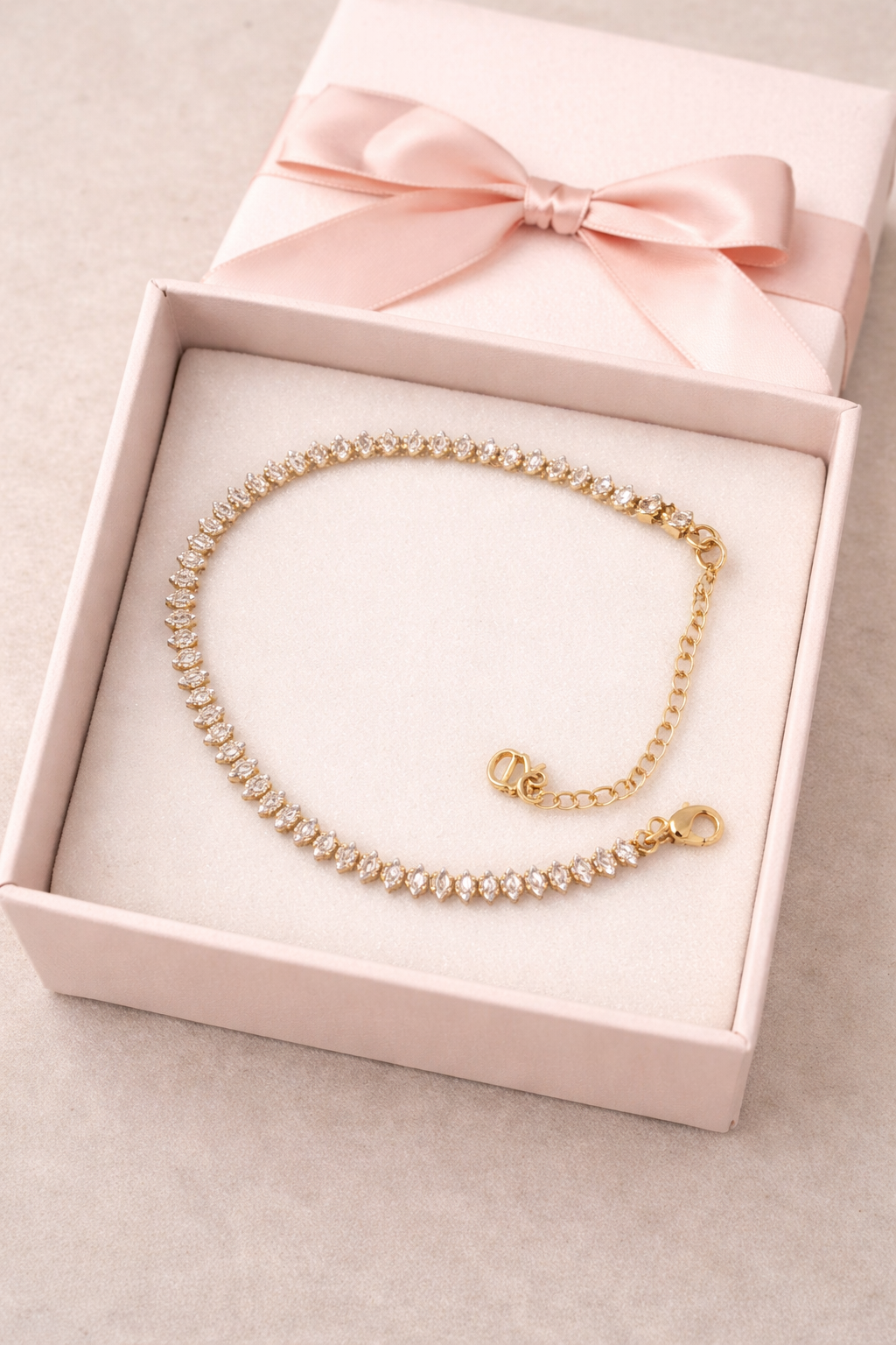 Gold with silver stone anklet