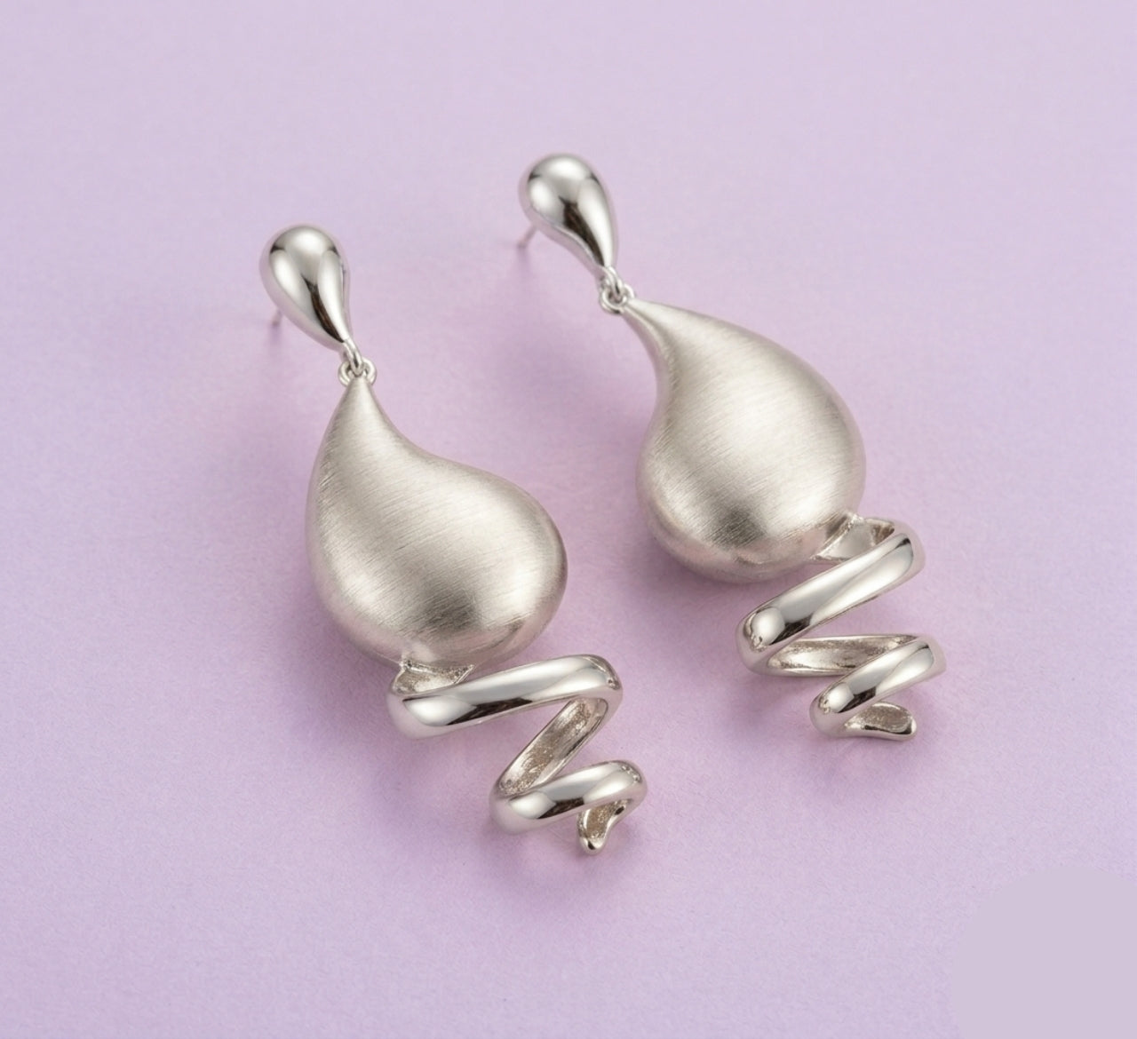 Spiral Teardrop Silver Earrings