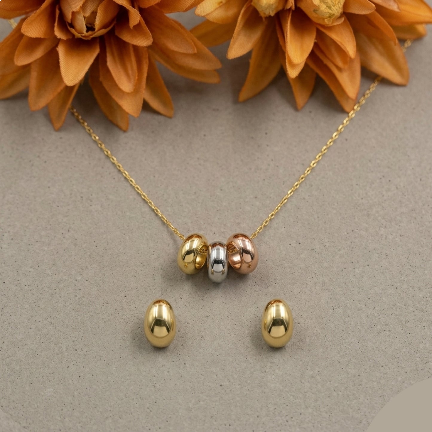 Ring Necklace and Stud Earrings
