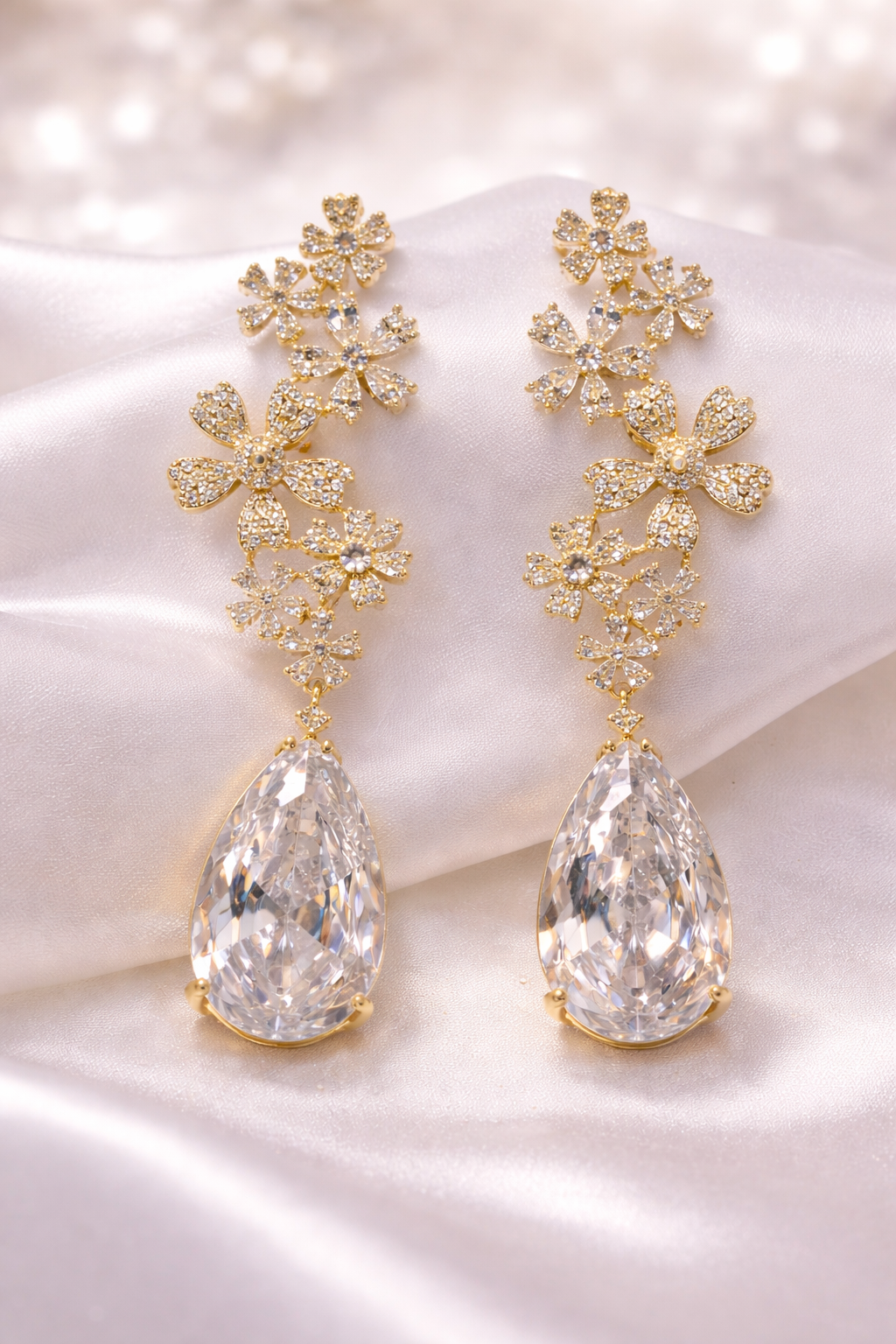 Floral Gold Drop Earrings