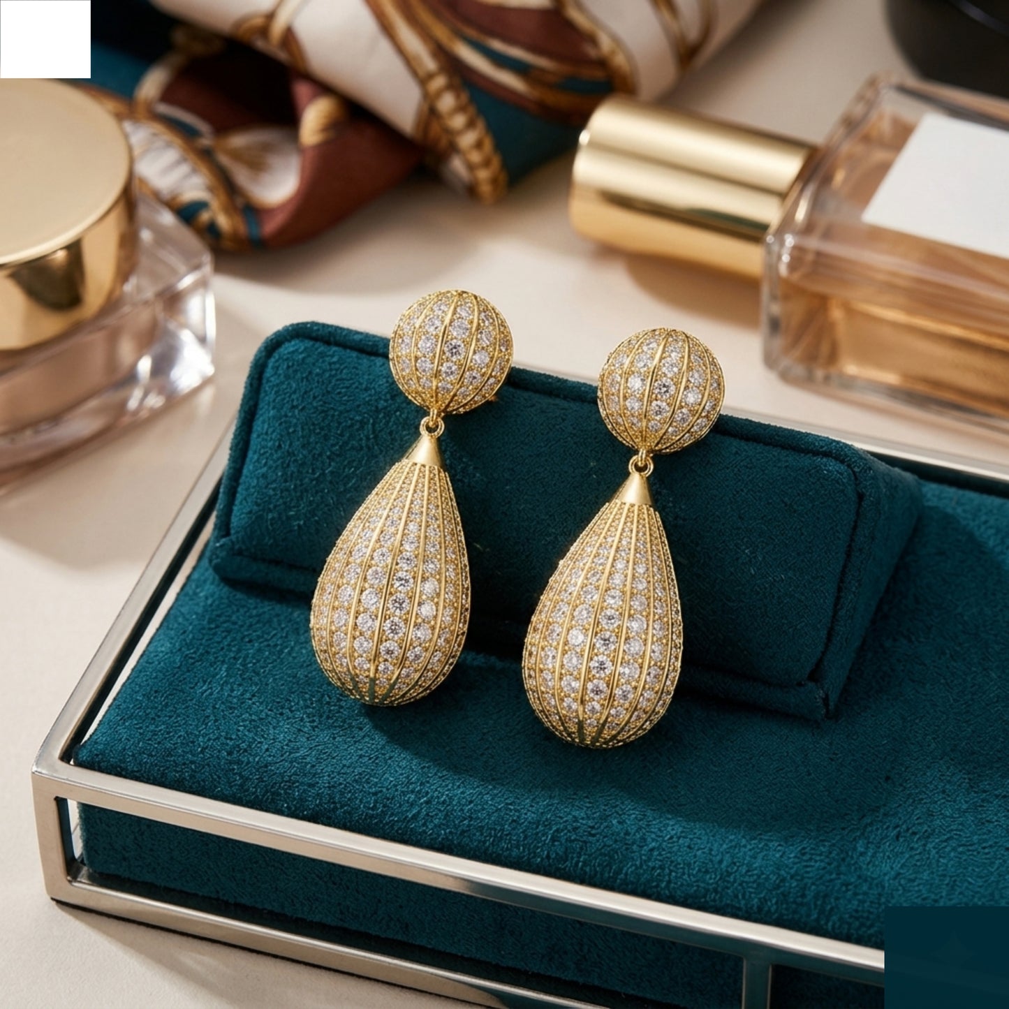 Gold Pave Globe Earrings