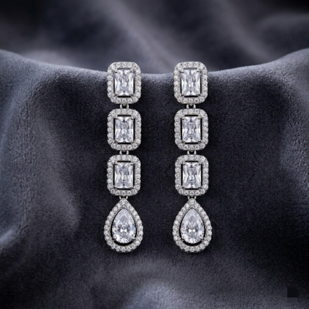 Silver Cut Drop Earrings