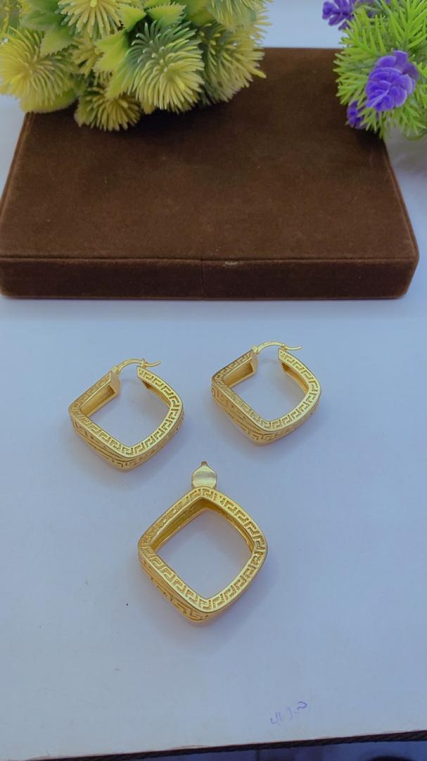 Gold Marching Earrings and Pendant
