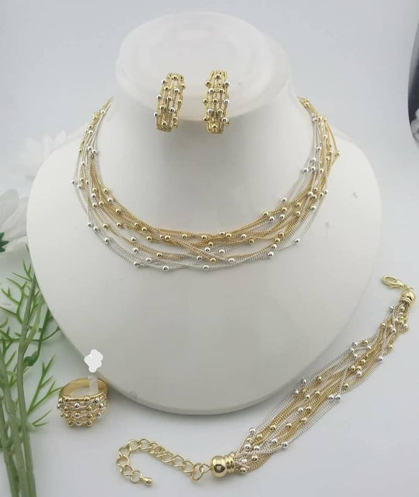 2tone 4pcs Jewelry set - Ring size 8