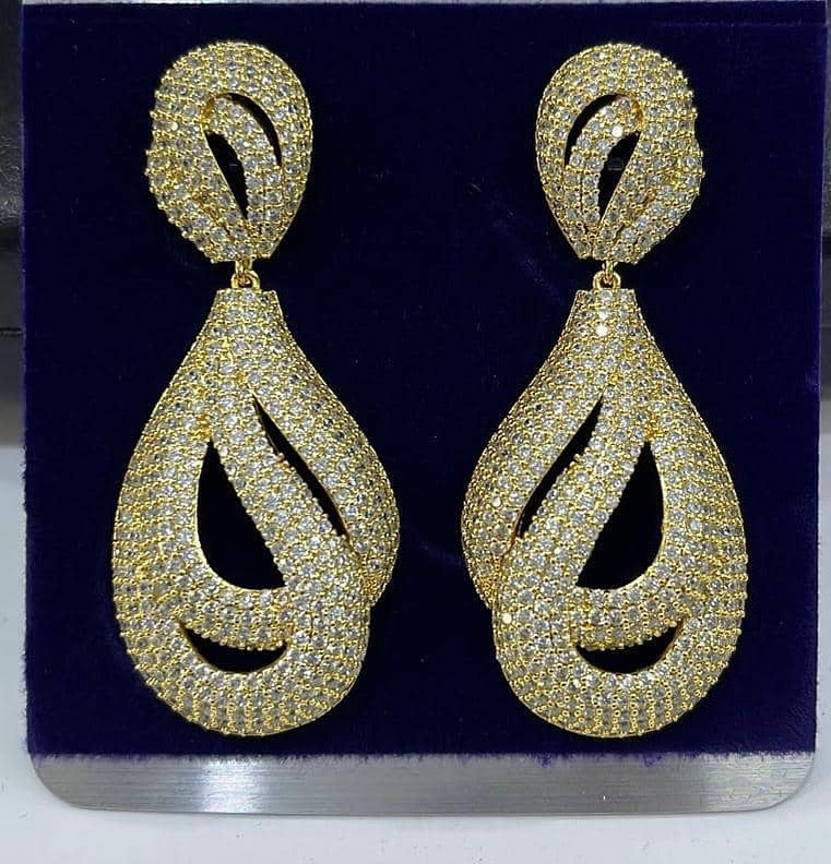 Gold Drop Zirconia Earrings