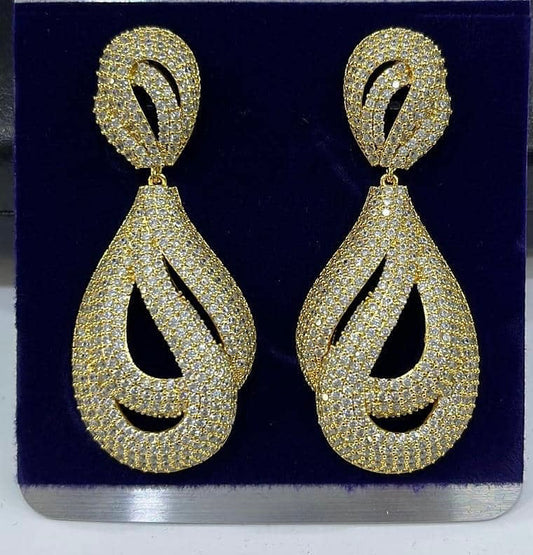Gold Drop Zirconia Earrings