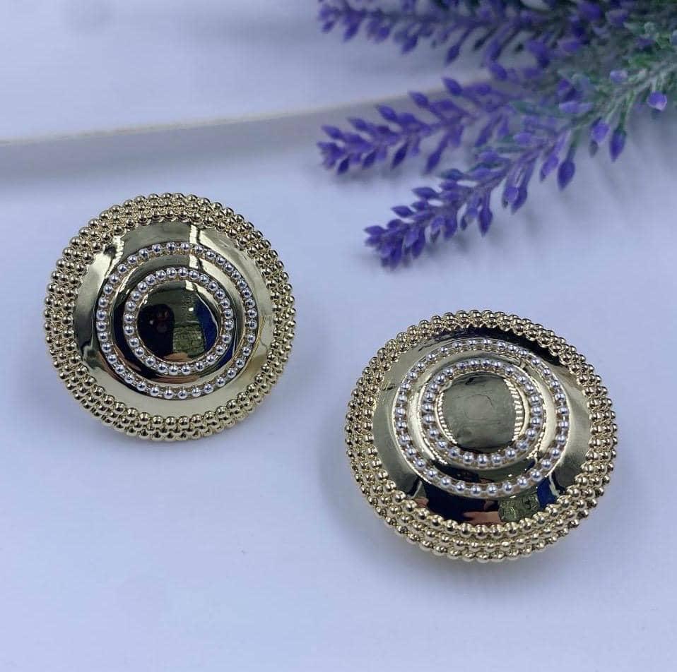 Gold round bold stud earrings