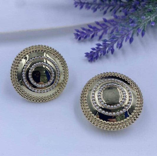 Gold round bold stud earrings