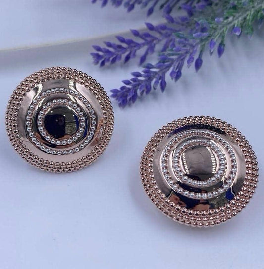 Rose gold round bold stud earrings