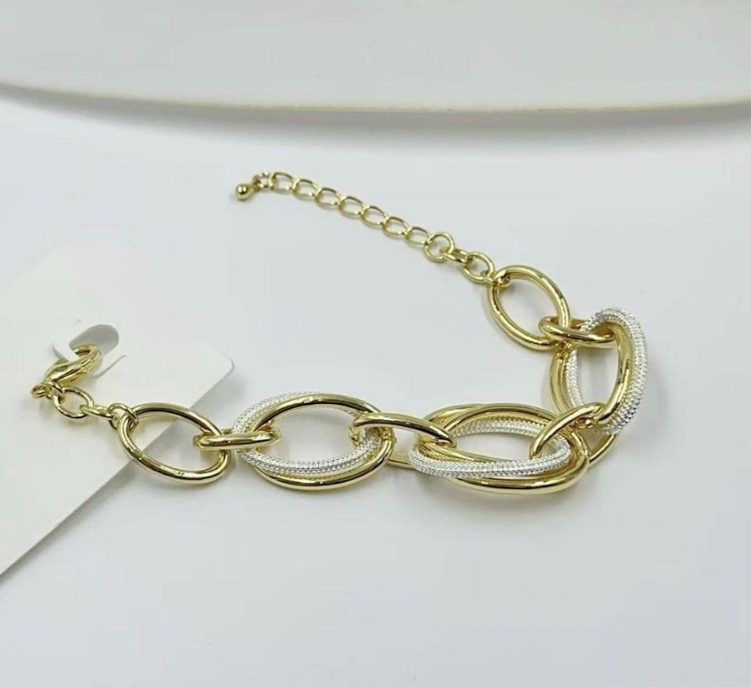 2tone Gold plated  interlink bracelet