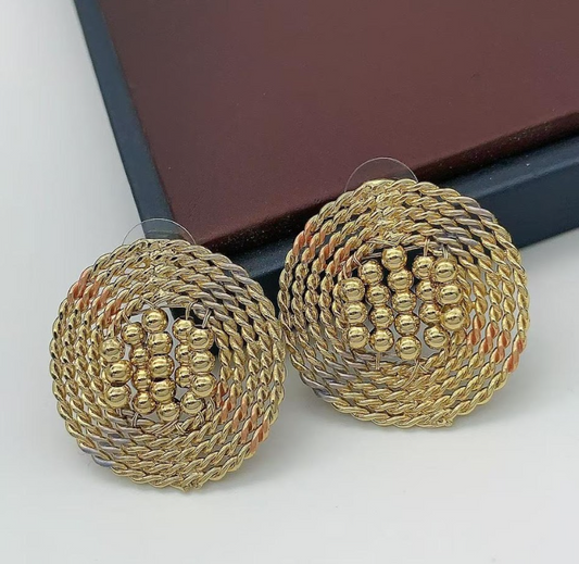 3tone round-shapes earrings