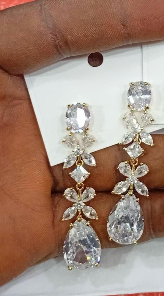 Silver Zirconia Drop Earrings