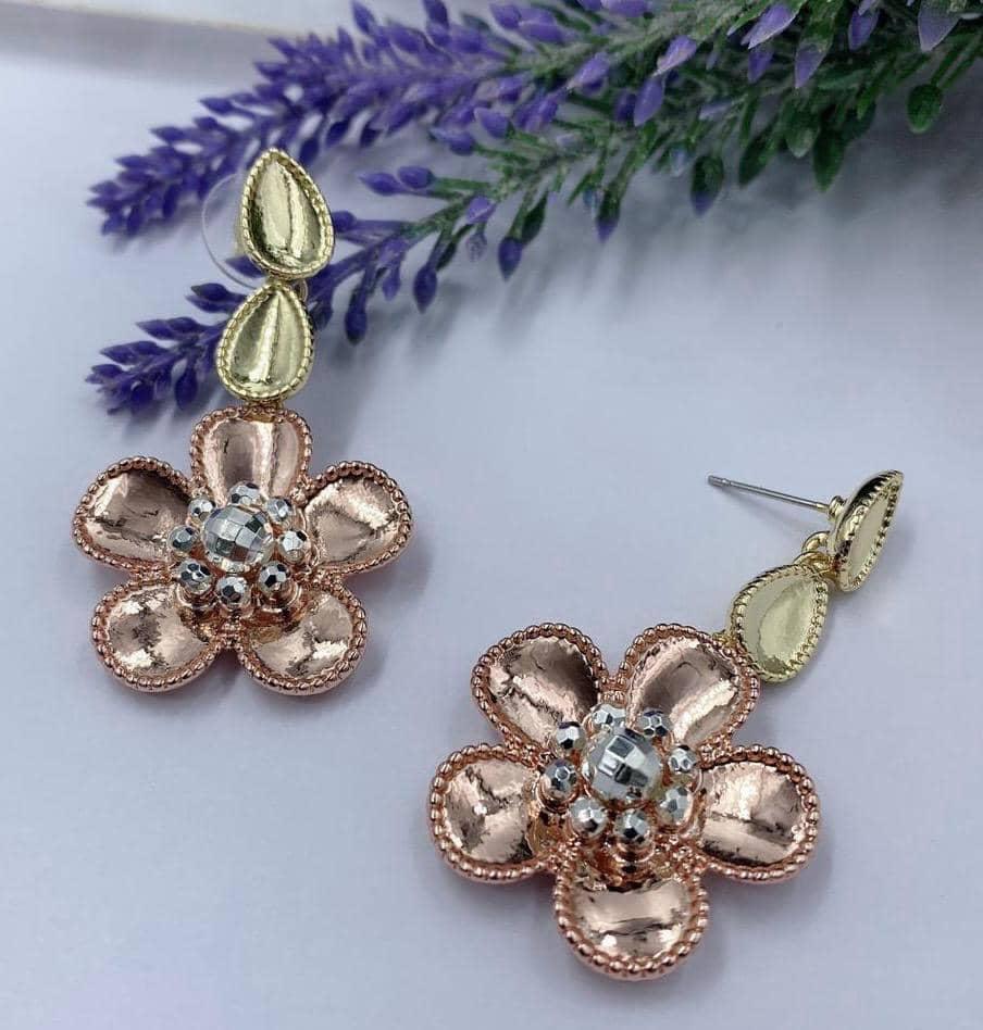 Gold n Rose drop Earrings