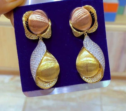 3tone Italian Design Zirconia Earrings