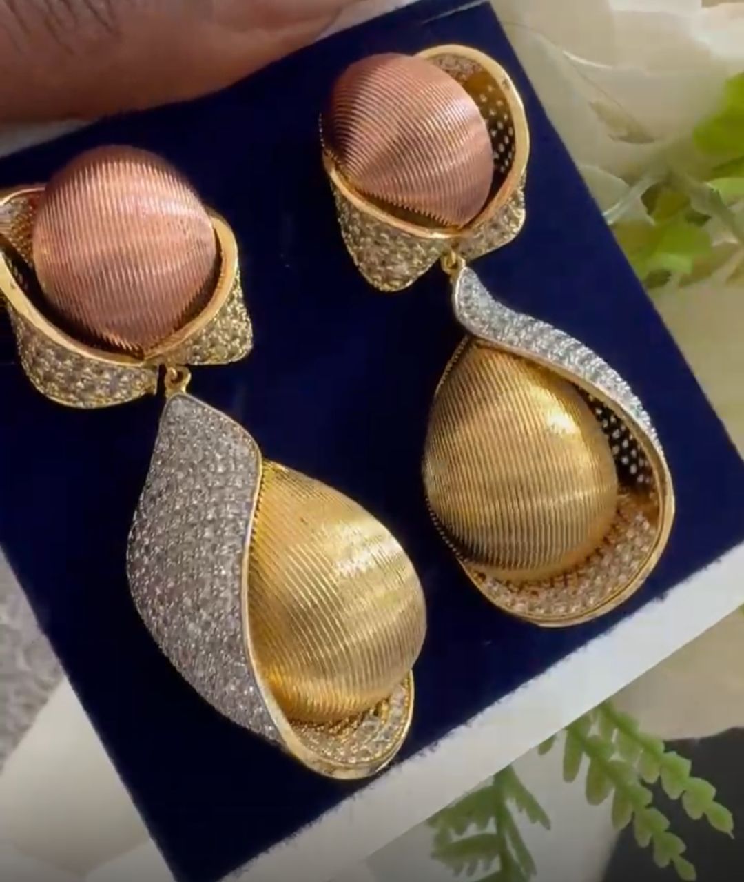 3tone Italian Design Zirconia Earrings