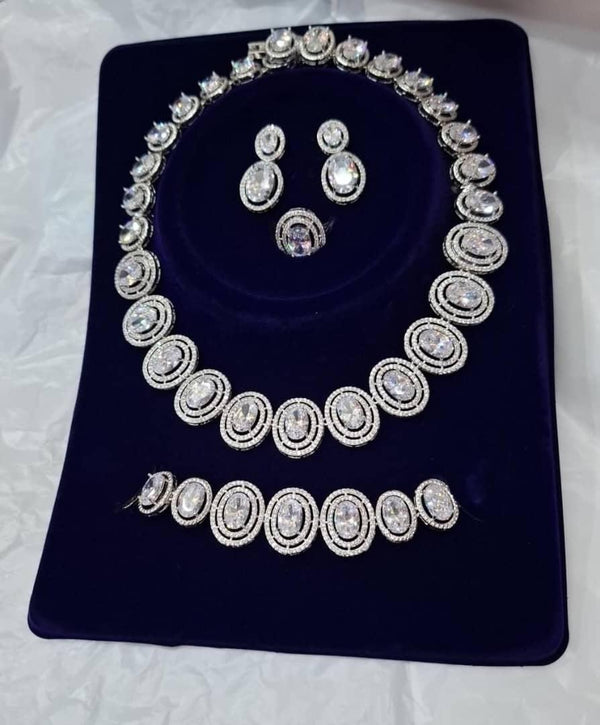 4pcs Silver Zirconia Jewelry Set