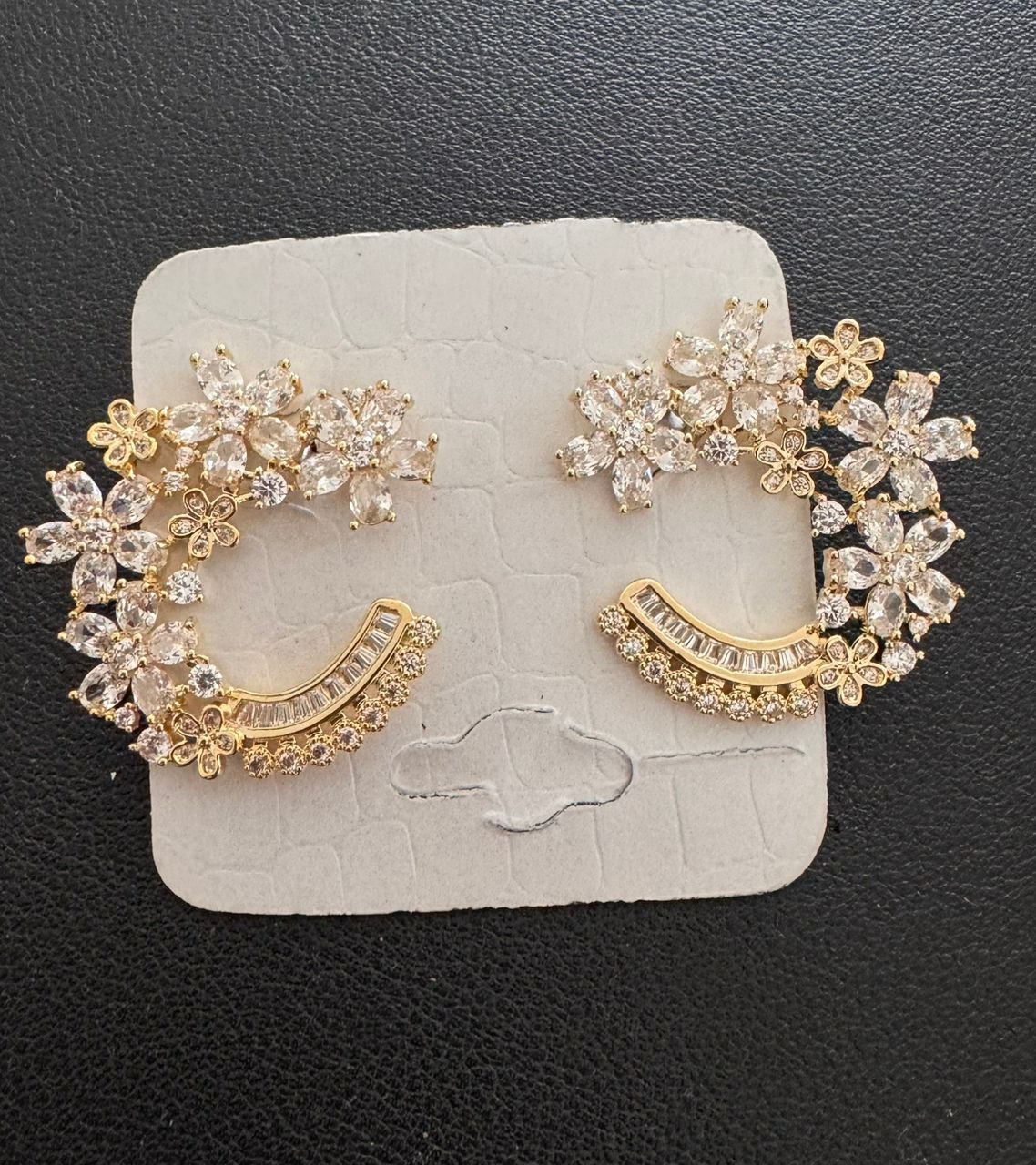 Gold n Silver stone Zirconia Earrings