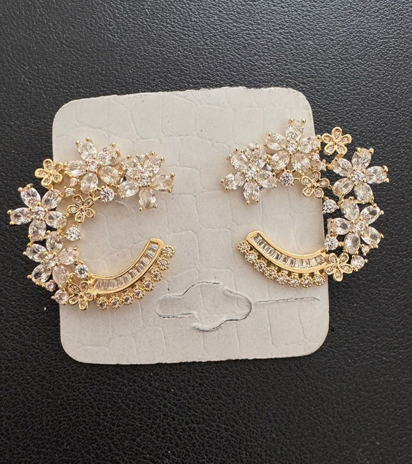 Gold n Silver stone Zirconia Earrings