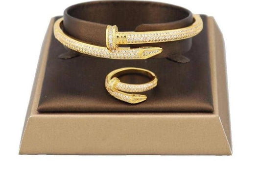 Gold Color Bangle n Ring Set