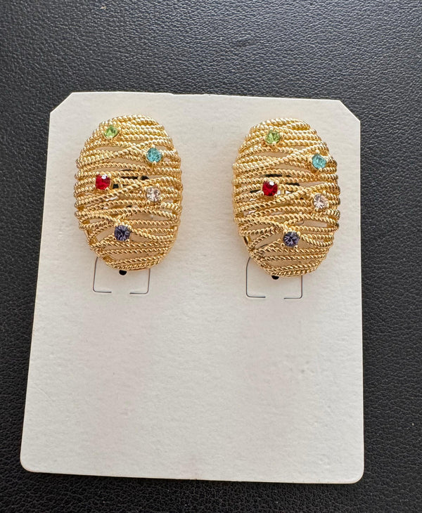 Gold with multicolored stone Earrings