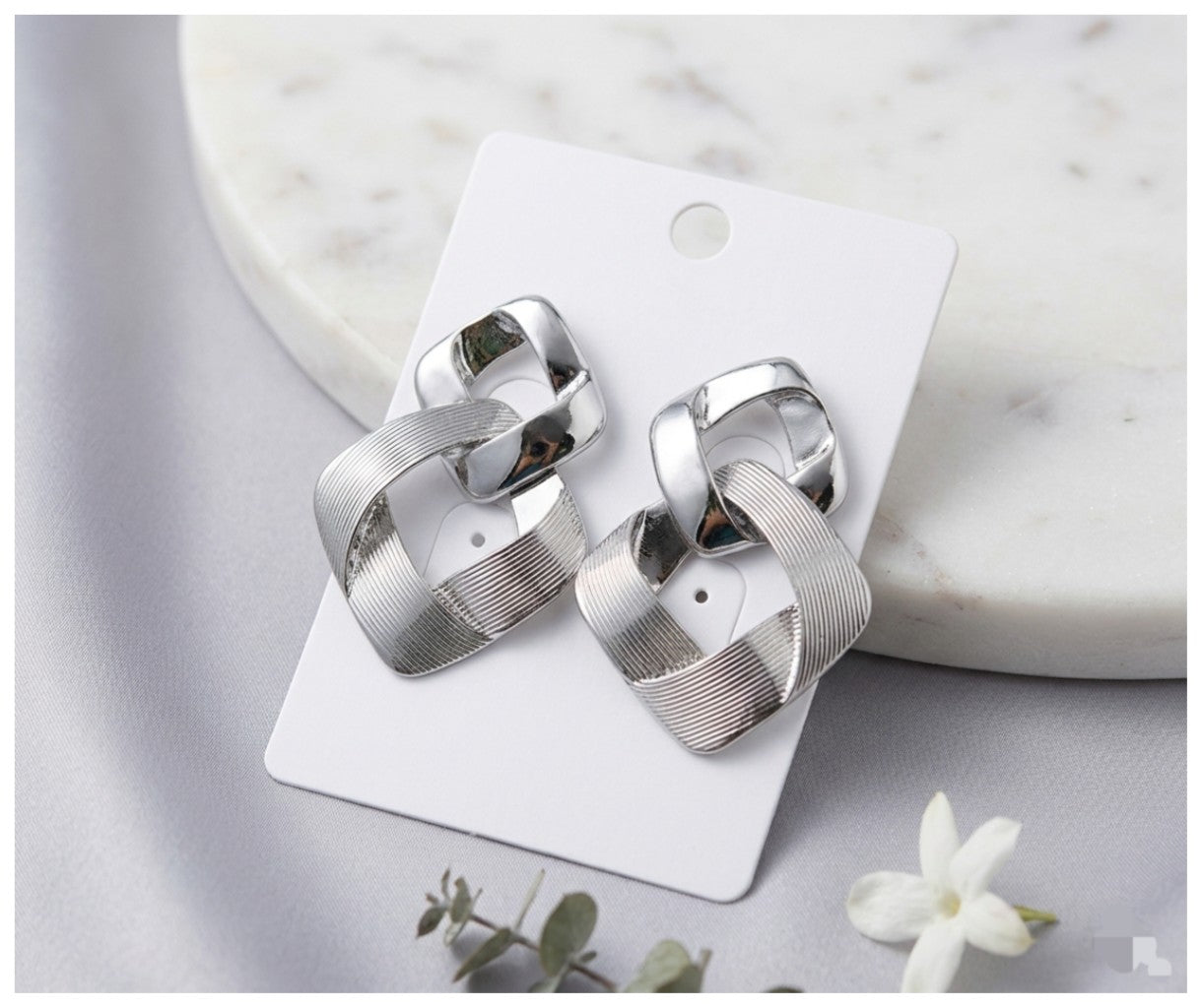 Interlock Silver Earrings