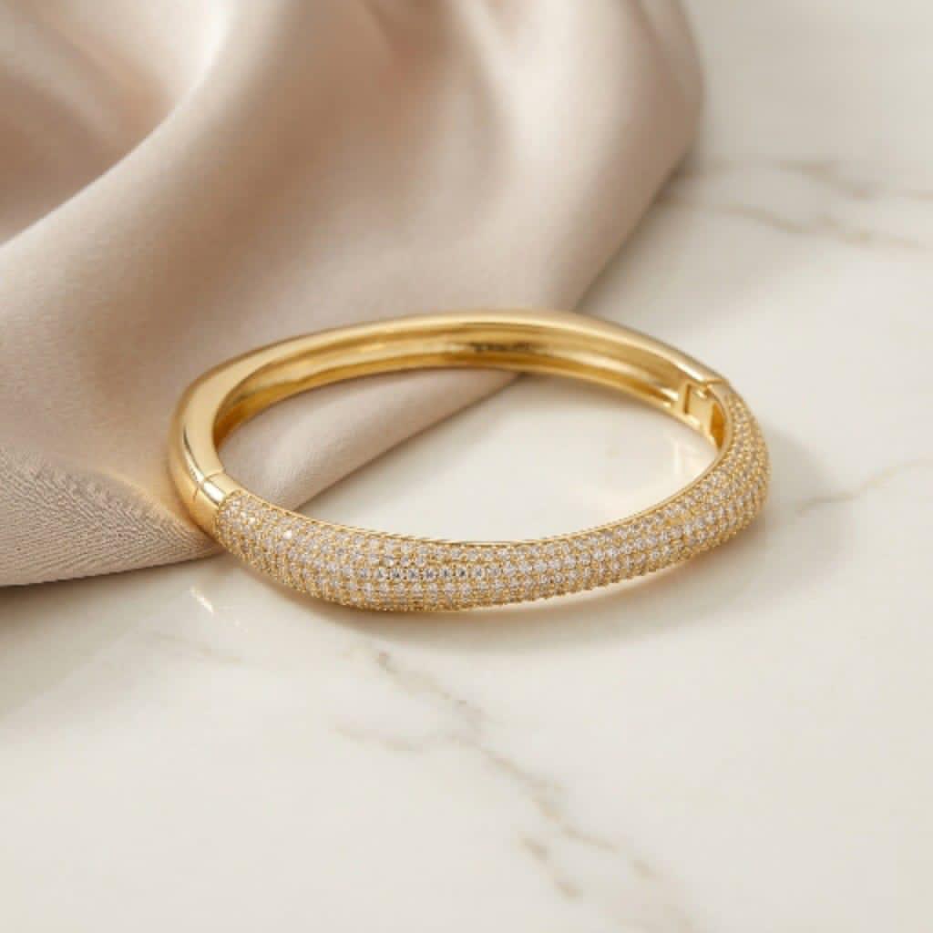 Gold Silver Stone Bangle