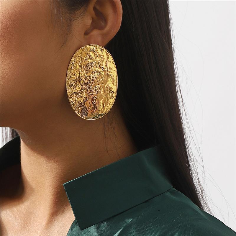Gold Oval Statement Earring