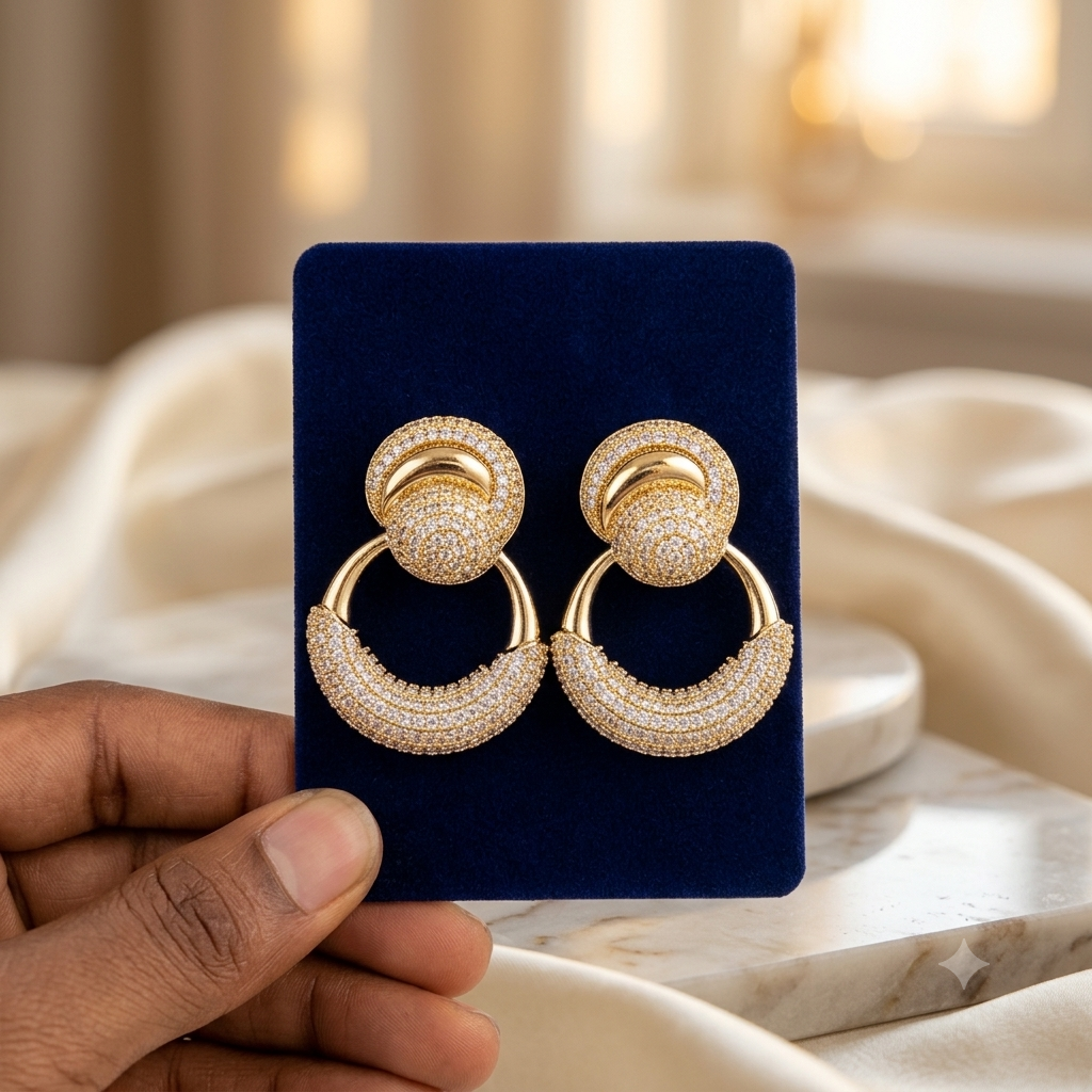 Sterling Gold Pave Earrings