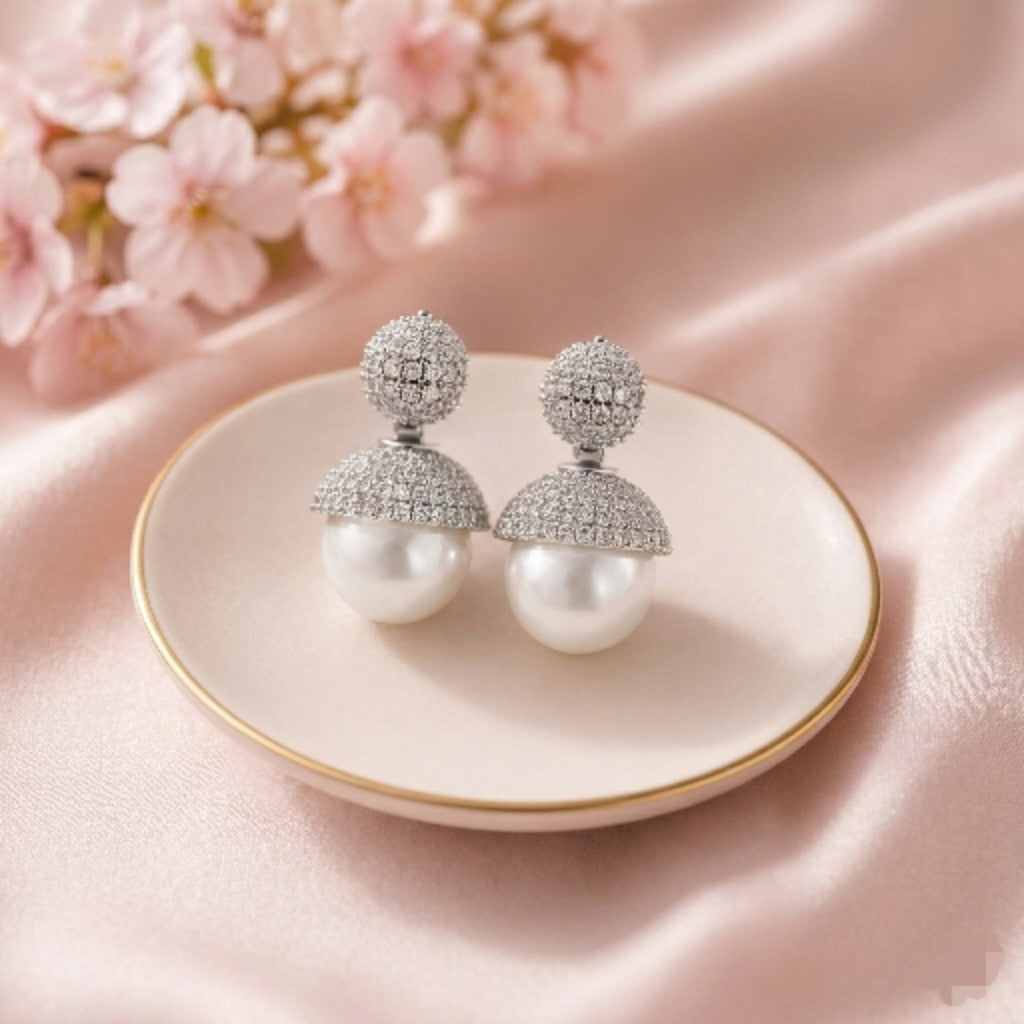 Silver Pearl Drop Earrings