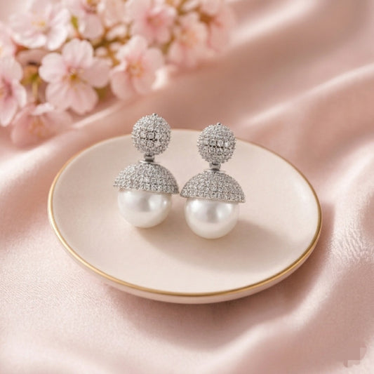 Silver Pearl Drop Earrings