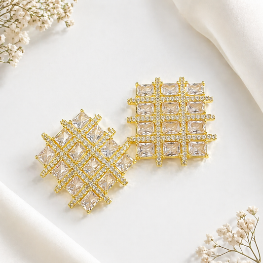 Gold Mosaic Grid Studs
