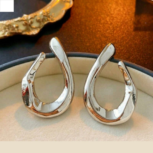 Silver Fluid Wave Earrings