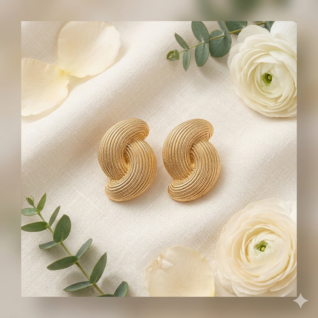 Gold Knots Stud Earrings