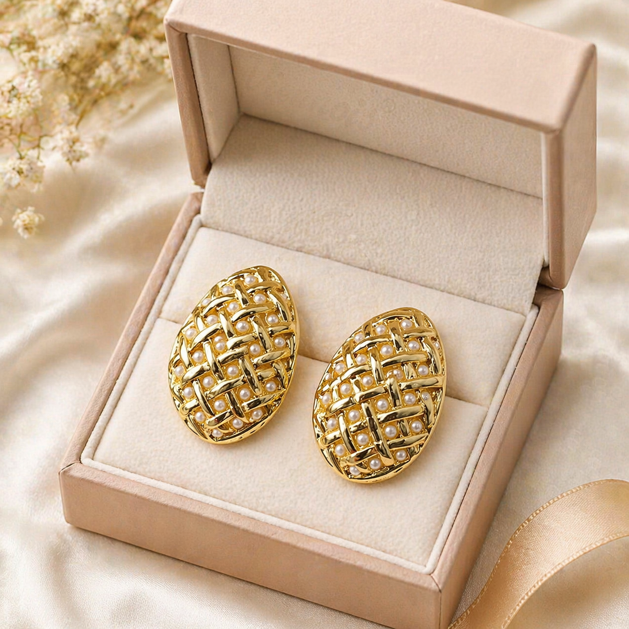 Gold Basket Earrings