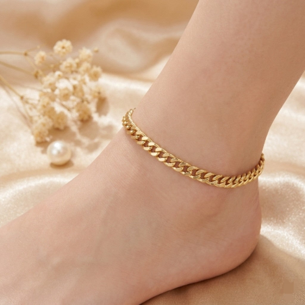 Gold Curb Link Anklet