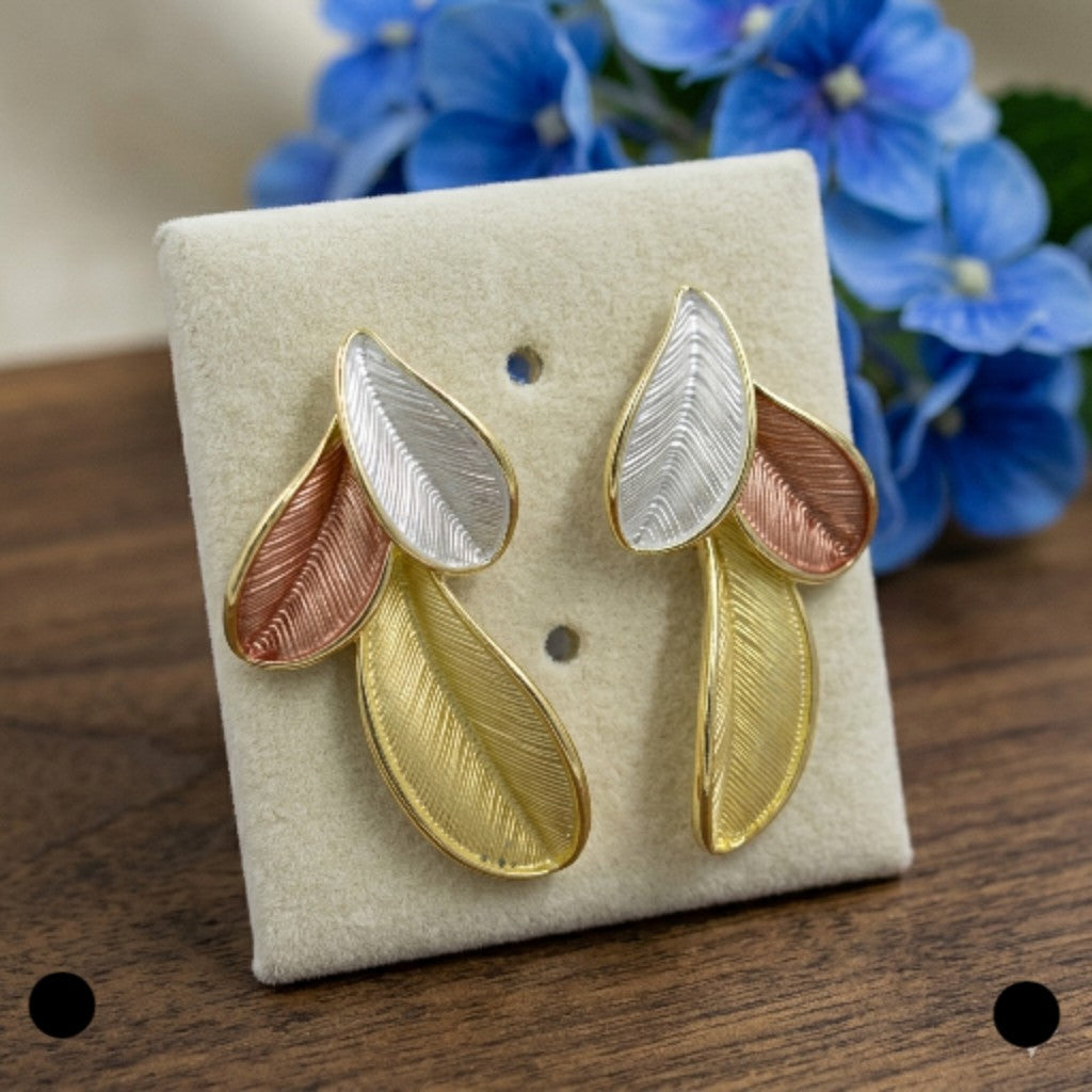 Tri-Tone Autumnal Leaf Earrings