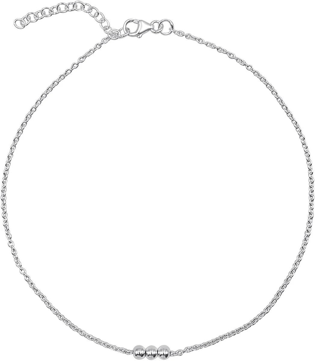 Sterling Silver Triple Ball Anklet
