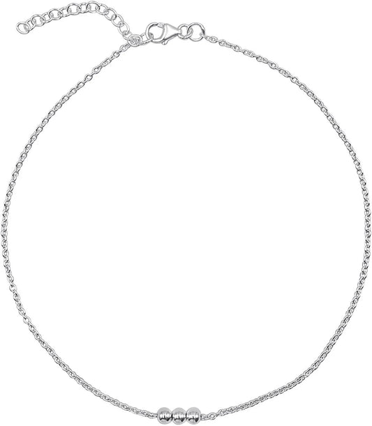 Sterling Silver Triple Ball Anklet